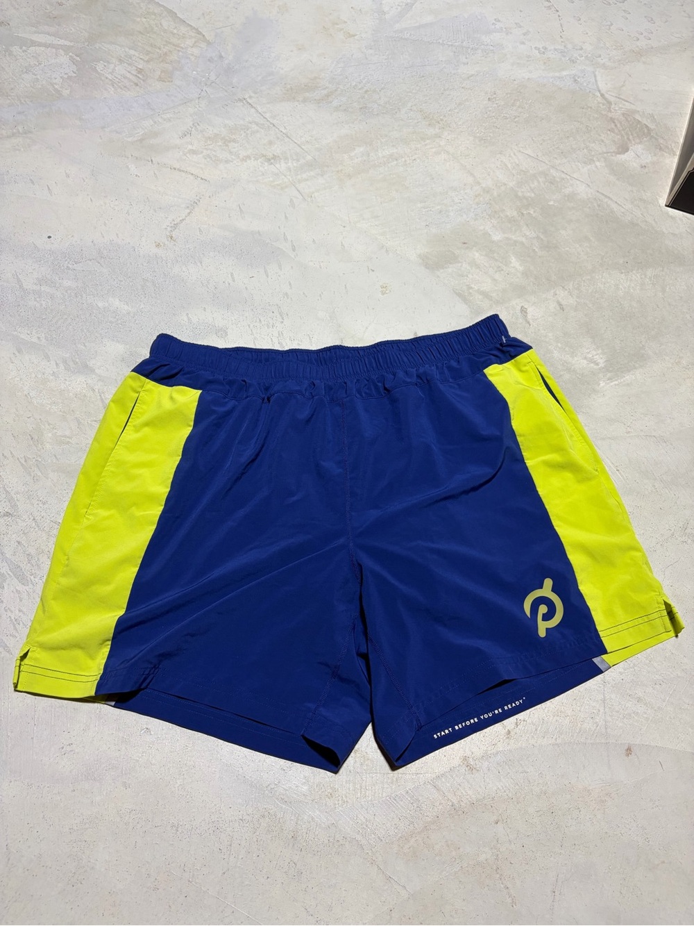 Four laps Peloton Blue & Neon Yellow Men's Running Shorts XXL